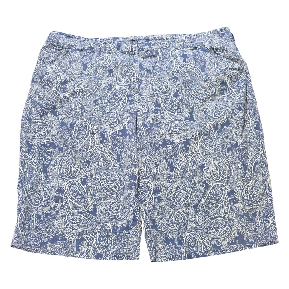 Jones New York Sport Paisley Print Shorts Women's Size 22W Blue White Stretch